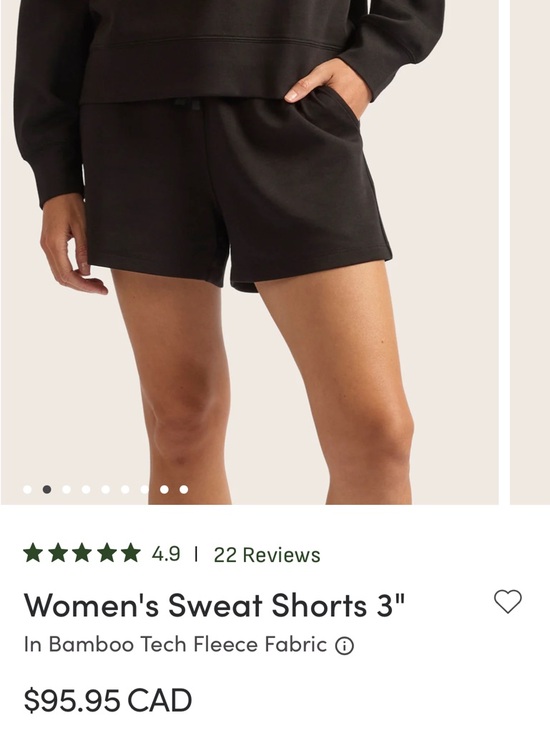 47. BOODY • NWT $50 USD Women's Sweat Shorts 3" Bamboo Tech Fleece Fabric W14-19 - Picture 5 of 6